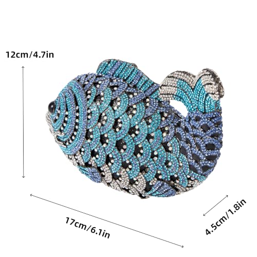 Image of Women Mini Fish Clutch Luxury Rhinestones Purse Sparkling Banquet Handbag Wedding Party Clutch Bag