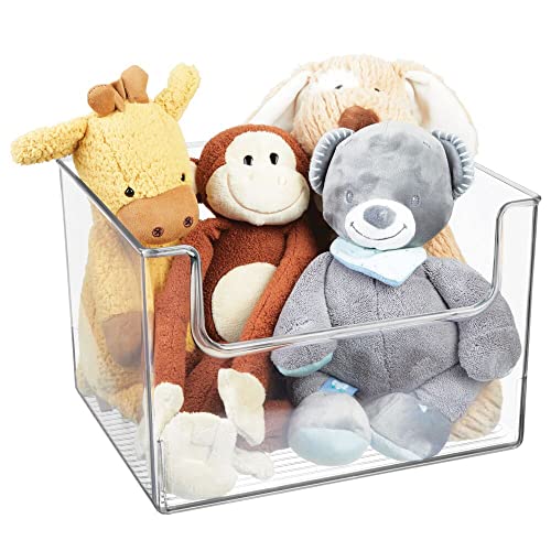 Mdesign Plastic Large Home Storage Organizer Bins With Open Front For Kitchen, Bedroom, Bathroom, Office, Craft Or Playroom Organization - Holds Food, Toys, Books - Ligne Collection - 4 Pack - Clear #TOP6