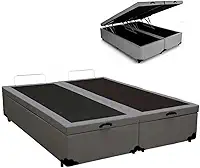Cama Báu Box Base King Size Corino Cinza. 203x193 RC