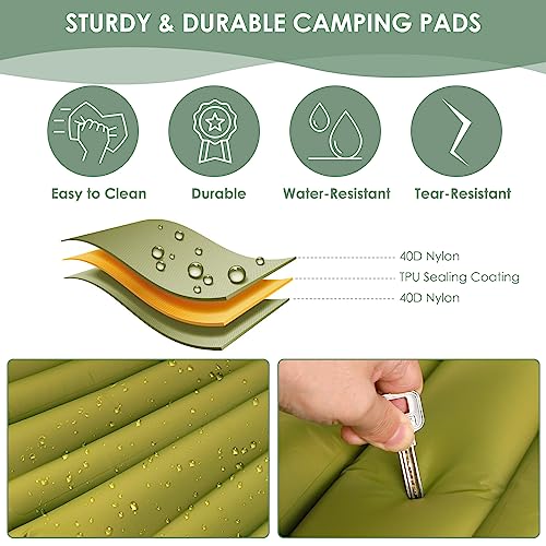 Extra-Thick-48-Sleeping-Pad-for-Camping-Self-Inflating-Camping-Pad-with-Built-in-Foot-Pump-78x27-Ultralight-Sleeping-Pad-with-Pillow-for-Backpacking-Hiking-Travel-Outdoor-Fun-Green