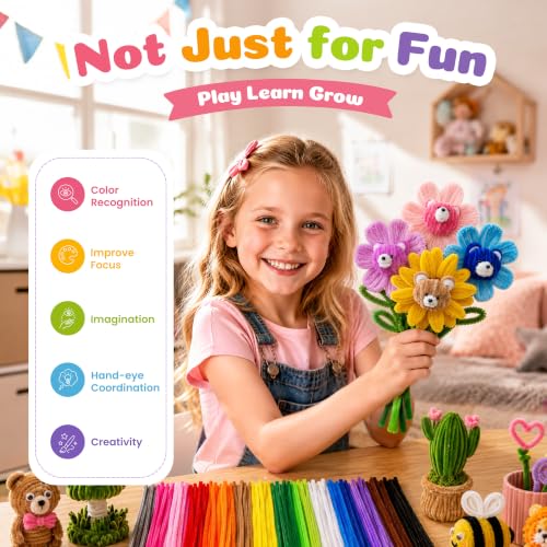 Image of Caydo 200PCS Thick Pipe Cleaners Craft, 20 Colors Chenille Stems | for Arts and Crafts Projects, Fuzzy Limpia Pipas for Creative DIY Decorations and Educational Toys