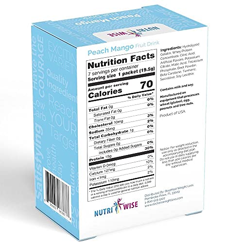 Nutriwise - High Protein Diet Drink | Peach Mango | Low Calorie, Low Fat, 7/Box #TOP1