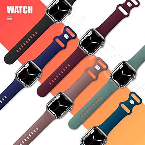 Image of (6 Packs) Sport Bands Compatible with Apple Watch Band 38mm 40mm 41mm 42mm 44mm 45mm 46mm 49mm Silicone iWatch Band Ultra 3 2 1 SE Series 11 10 9 8 7 6 5 4 3 2 1 Women Men