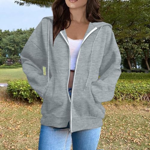 Elneeya Women's Zip Up Hoodie Y2K Office Travel Oversized Sweatshirts - image 9