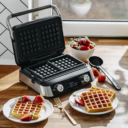 ADLER EUROPE Waffeleisen Belgische Waffel – Doppelwaffeleisen mit LCD Display – 2400W Waffelautomat für Butterwaffeln & Schokoladenwaffeln – 5 Programme, 7 Bräunungsstufen – Tief-Heizplatten 12x13x2cm – Bild 6