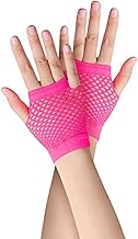SamHeng Short Fishnet Gloves, 1 Pair Pierced Nylon Fingerless Mesh Gloves Funky Retro Elegant Stretchy Opera Evening Party 1920s Gloves for 80s Party Dance Disco Costume Parties Supplies