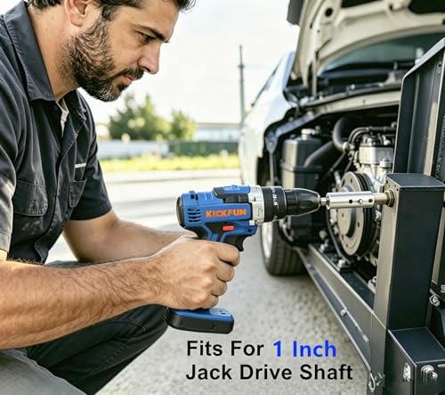 Image of Trailer Jack Drill Adapter for 1 Inch Jack Drive Shafts, Stainless Steel Trailer Jack Adapter Kit with 2 Pcs 1 /2 inch Drive Socket, Fits RV Camper Dump Truck Trailer Jacks (Silver)