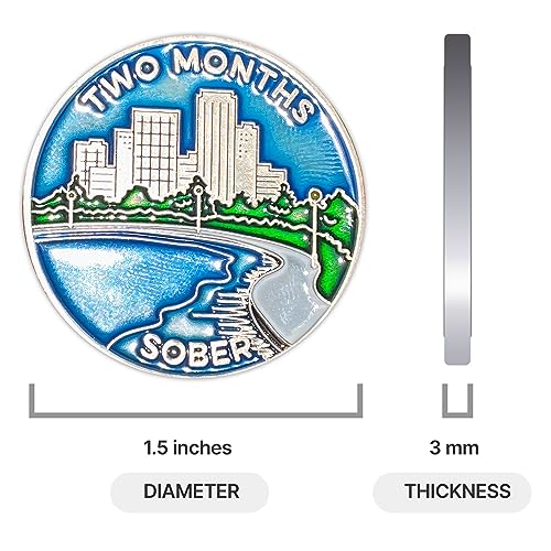 Image of The Achieve Mint 2 Months Sober Token | Two Month Sobriety Chip | Non-AA, Non-Religious Medallions for Men and Women Celebrating Sobriety