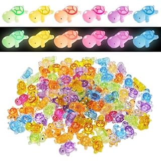 EOWVISN 100 Pieces Resin Glow-In-The-Dark Turtle, Turtle Resin Statue, Mini Turtle Ornaments, Suitable For Decorating Dollhouses, Potted Plants, Garden Landscapes (Random Colors)