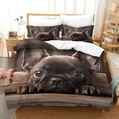 Housse de couette microfibre légère parure de lit 3D chiots - 3