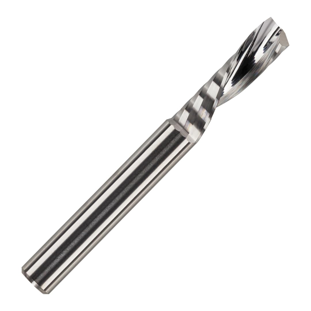 6mm x 25mm Flute x 6mm Shank Solid Carbide Single Flute Down Cut Router Bit – CNC Router Cutter for Wood, MDF, Plywood, Plastic, Aluminium & Composites – Industrial Quality Spiral Bit