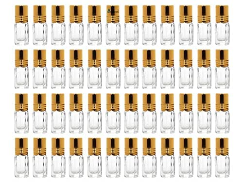 48pcs 3ml Empty Reusable Essentail Oil Roll on Glass Bottles For Beauty Use