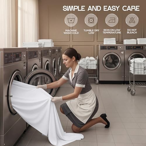 Image of 10-Pack Full Size Hotel Sheet Set, Soft Brushed Microfiber Commercial Sheets, Resort Quality Bedding, Deep Pocket, Shrink & Fade Resistant, Easy Care, White