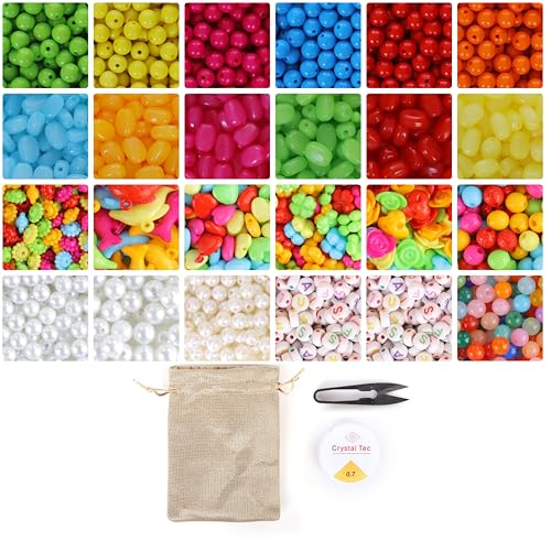 Image of Ambitieux 24 Types Of Colorful 1700+ Pcs Of Plastic Beads - Perfect For Crafting (24 Sorted Mega Beads),Multicolor