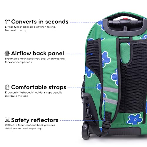 Image of J World Sundance Laptop Rolling Backpack for Girls Boys. Roller Bookbag with Wheels, 20 Inch, Picnic