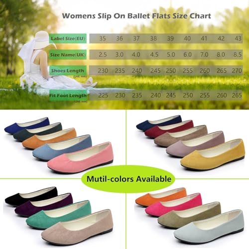 Womens Lovely Ballet Flats with 26 Vibrant Colors, Ladies Indoor Outdoor Comfy Flat Shoes Pure Color Suede-Effect Upper Ballerina Pumps Portable Slip On Dolly Shoes - Image 6