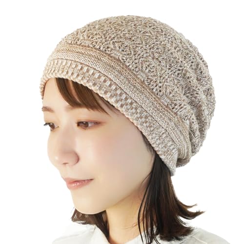 [ココロ] 抗がん剤／医療用帽子 オーガニック 総レース柄キャップ【日本製】 (フリー, カフェオーレ)のサムネイル