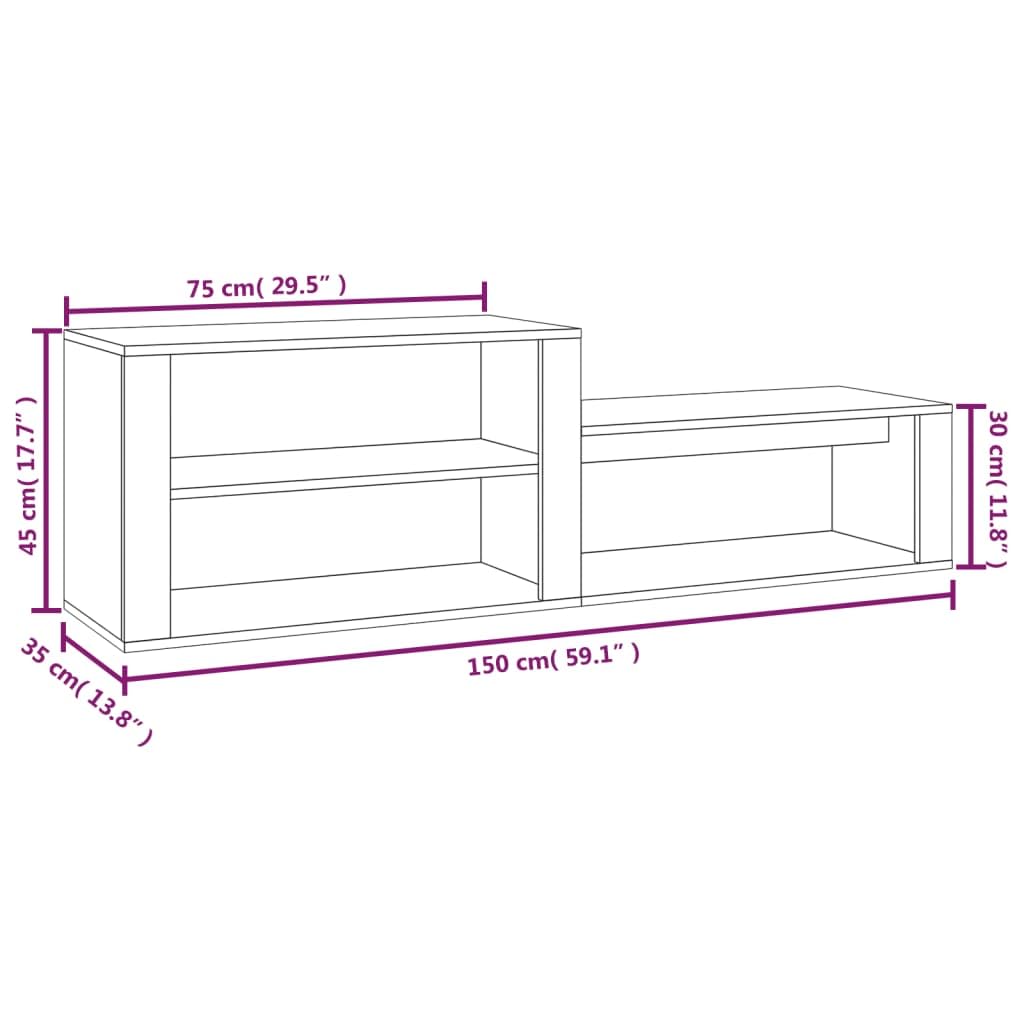 Szafka na buty, dąb wędzony, 150 x 35 x 45 cm, materiał drewnopochodny z miejscem do przechowywania, półką i szufladami, do korytarza, sypialni, garderoby, oszczędzająca miejsce półka na