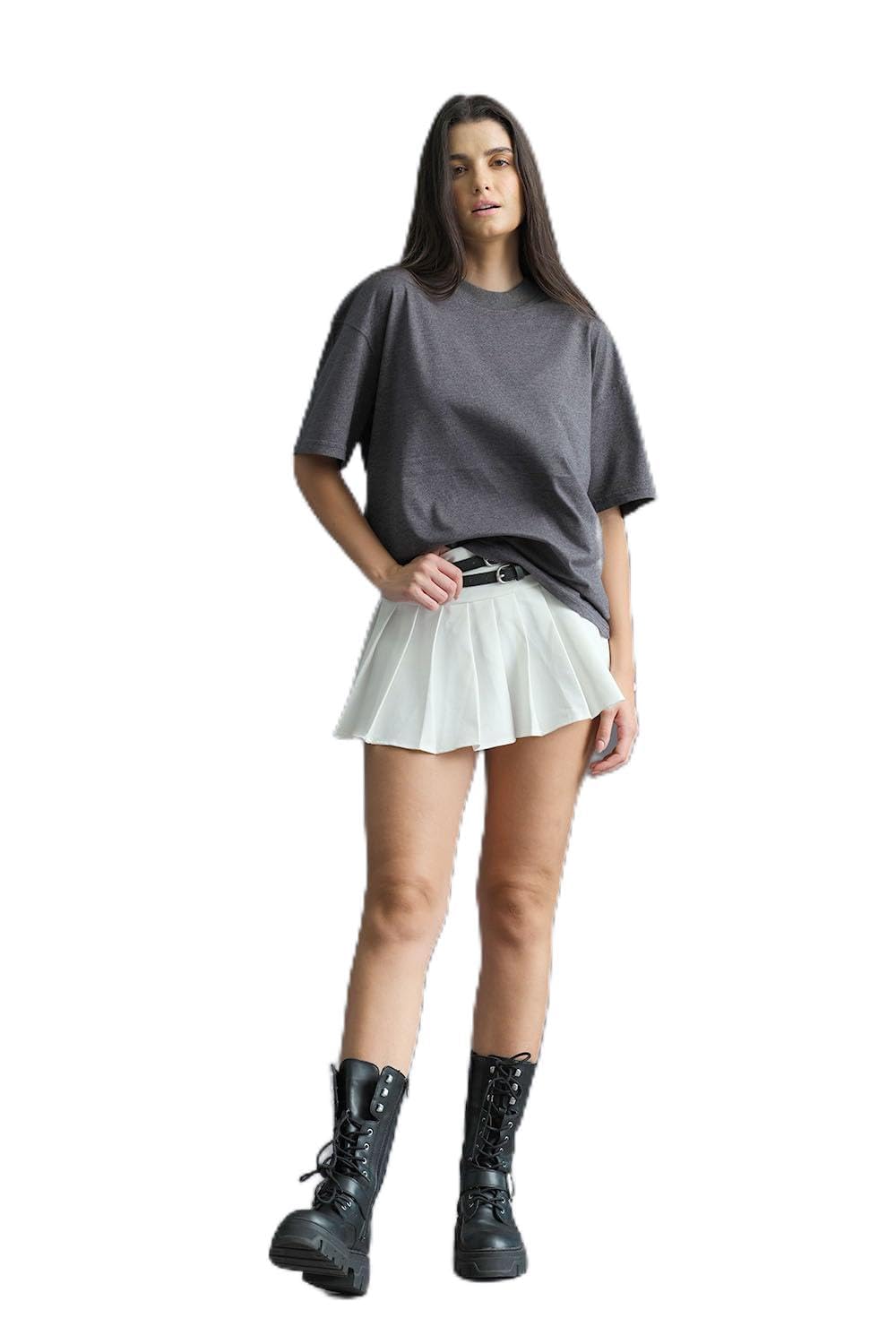 Bonkers Corner Solid Dark Grey Melange Soft Jersey Tshirt Women in grey