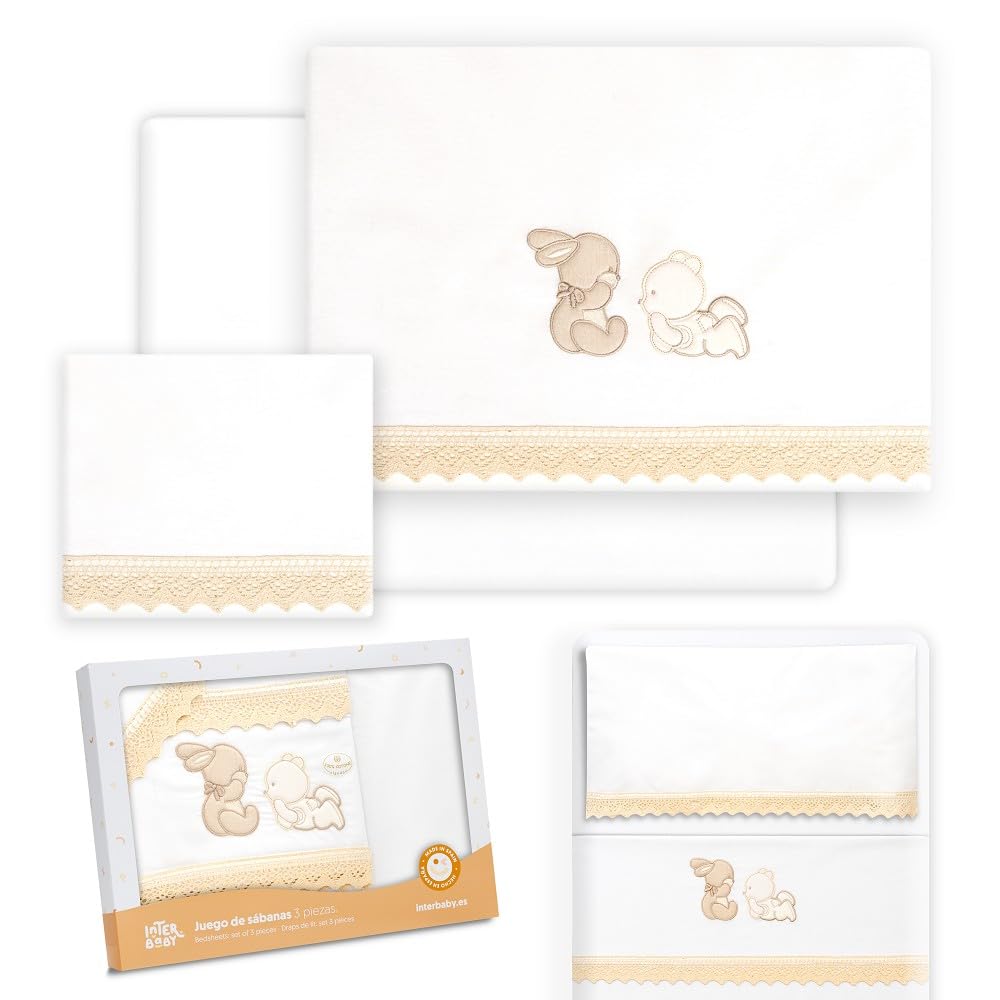 Interbaby Baby MINI COT Sheets, Cotton, Beige, beis