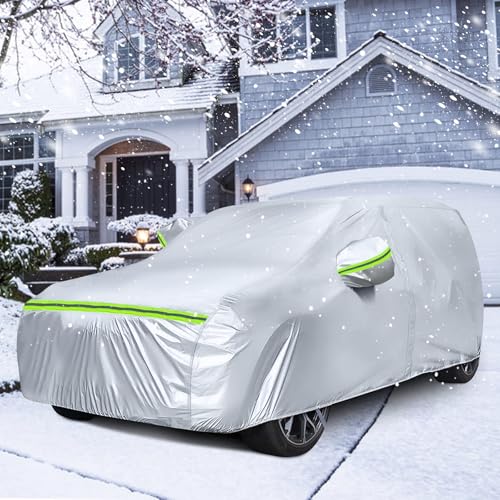 Image of Waterproof Car Covers Replace for 2014-2025 Land Rover Range Rover LWB, 6 Layers Silver All Weather Car Cover with Zipper Door & Windproof Bands for Snow Rain Dust Hail Protection