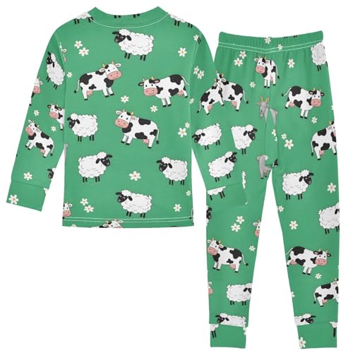 Pajama Sets Long Sleeve Farm Animals Goats and Cows Soft Comfy Sleepwear 2 Piece PJS 3-8T3