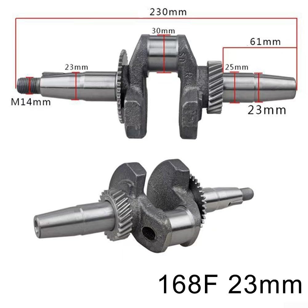 Kurbelwelle für 2KW 5KW Benzin Generatoren Kompatibel mit Motormodellen 168F 188F 192F Metallkonstruktion für Zuverlässigkeit und langfristigen Einsatz (168F 23mm)