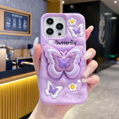 Snlmorela Case for iPhone 14 Pro Max/15 Pro Max, Cute 3D Butterfly with Stand, Kawaii Girly Soft Silicone Drop Protection for Sweet Mirror Selfies, Great Gift for Kids, Teens & Women by Snlmorela - Used condition - Image 5