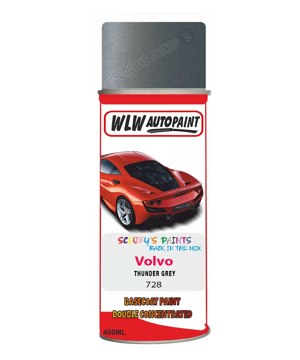 SCOOBYS PAINTS BACK IN THE MIX Basecoat Aerosol Spray Paint For Volvo Xc40 Thunder Grey 2018-2023 Code 728