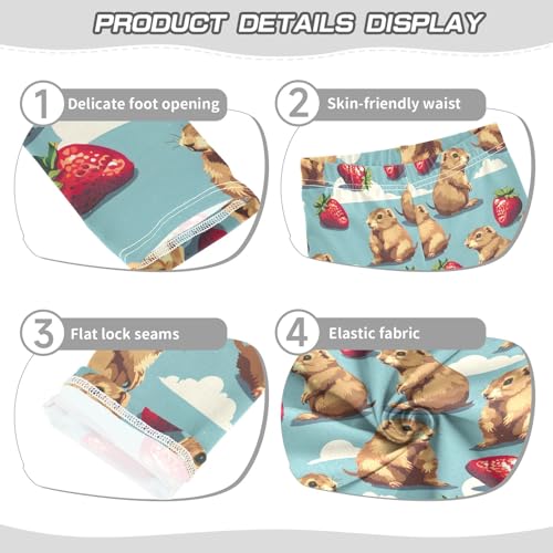 Squirrel Strawberry Girls Leggings Athletic Pants Tights Stretch Bottom3