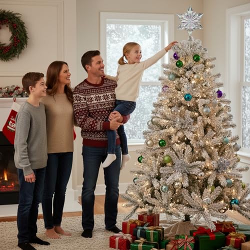 Halloscume Acrylic Snowflake Christmas Tree Toppers 3D Large Iridescent Snowflake Treetop 12.6 Inch Star Tree Topper for Indoor Outdoor Holiday Winter Christmas Decorations by Halloscume - Image 3