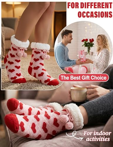 Image of MOGGEI Fuzzy Slipper Socks for Women, Warm Cozy for Winter, Non Slip Grips