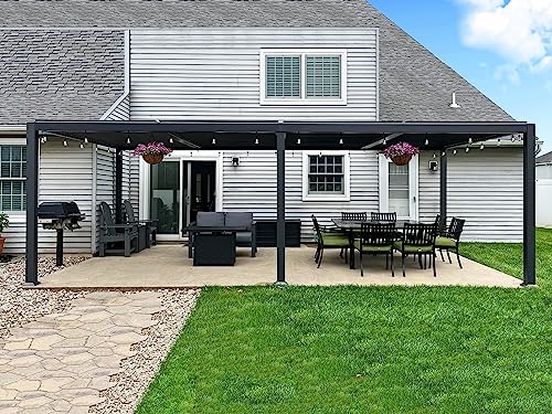 PURPLE LEAF Louvered Pergola 11' x 23' Aluminum Outdoor Pergola with Adjustable Louvers Roof and Integrated Drainage System Oversive Gazebo Pergolas for Patio Poolside Garden Yard