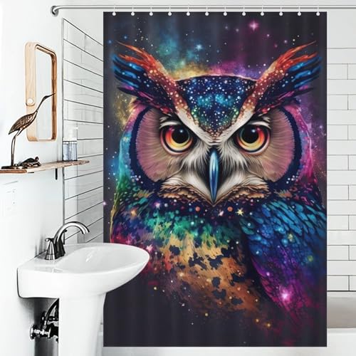 Rideau de douche chouette néon lavable en polyester 122x183cm