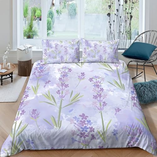 Housse de couette lavande avec fermeture éclair douce microfibre léger