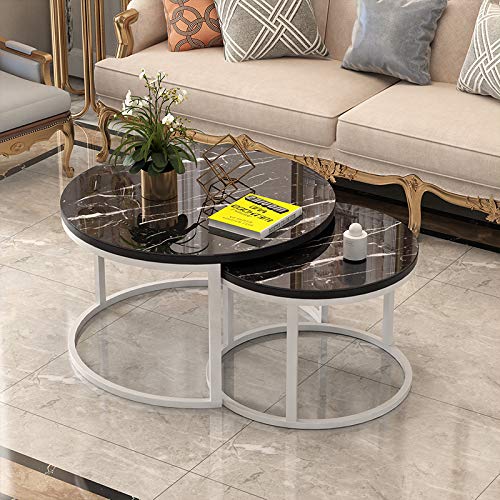 ANIFM Modern Round Tempered Glass Nesting Tables, Metal Frame Coffee Tables, Living Room Table Setsniture/C Feito na China Comfortable anniversary