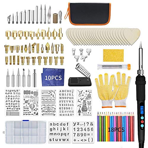 Product Image of the SuMuuhYou 128Pcs Wood Burning Kit, Rapid Temperature Rise and Temperature Control, Basic Tools for Beginners, Professional Woodburning Kits Adults,Embossing/Carving/Soldering