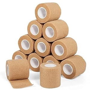 Cohesive Bandage Wrap 2″ x 5 Yards, Self Adherent Vet Wrap 5CM x 4.5M Self Adhesive Bandage Tape for Wrist & Ankle Sprain Swelling Breathable Elastic Pet Bandage Grip Cover Skin Color (12 Roll)
