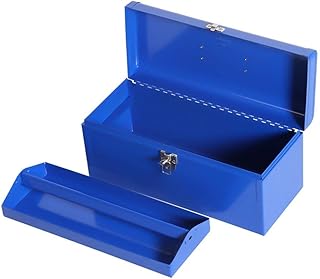 Cajas de herramientas Herramienta de metal caja de acero Flat-Top Caja de herramientas con caja de herramientas portátil extraíble bandeja azul de piezas metálicas de la herramienta Caja de herramient