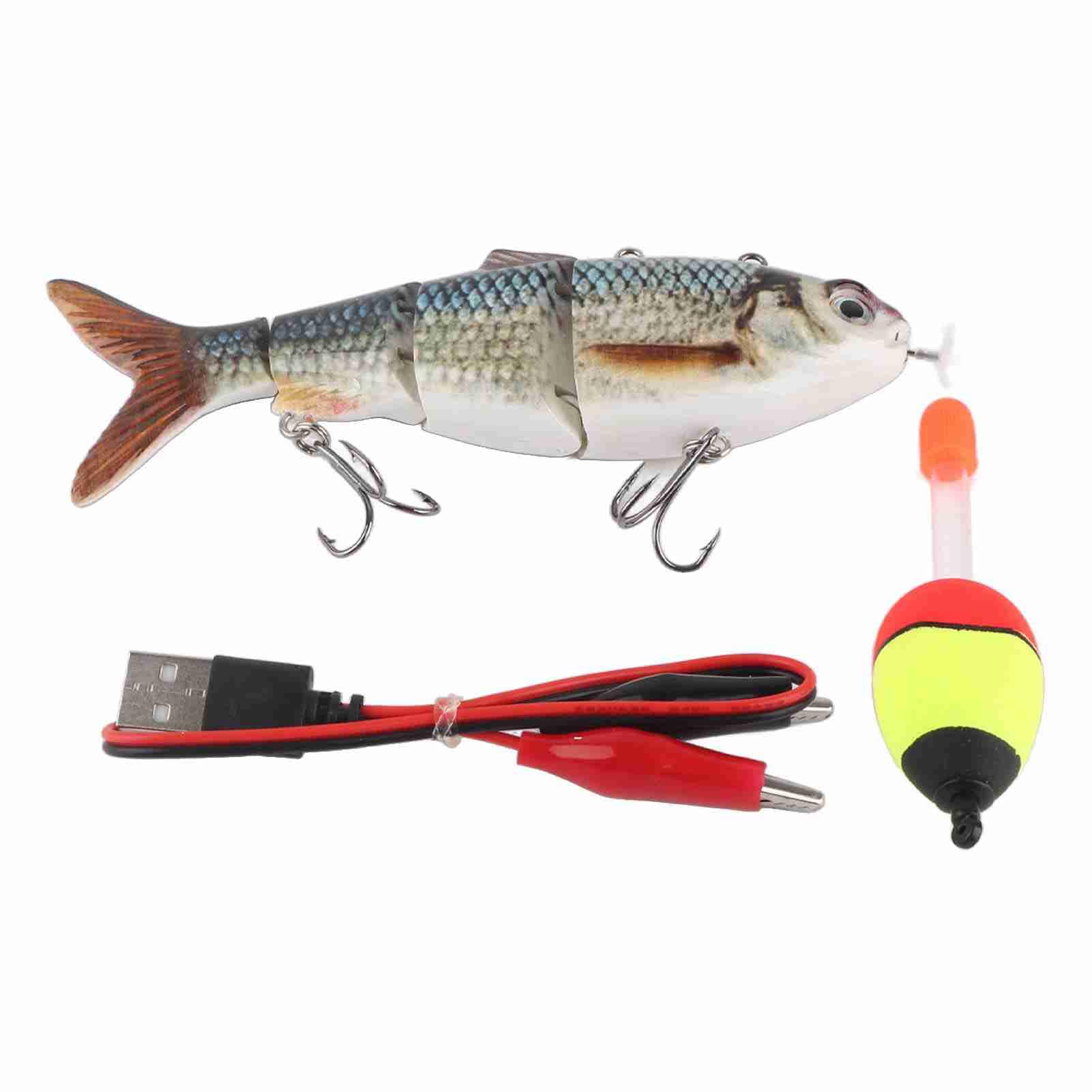 Collitt Leurre à Batterie Leurre de Natation Robotique Pêche électrique Rechargeable Lumière LED Verte Appât Multi-articulé Eau Douce