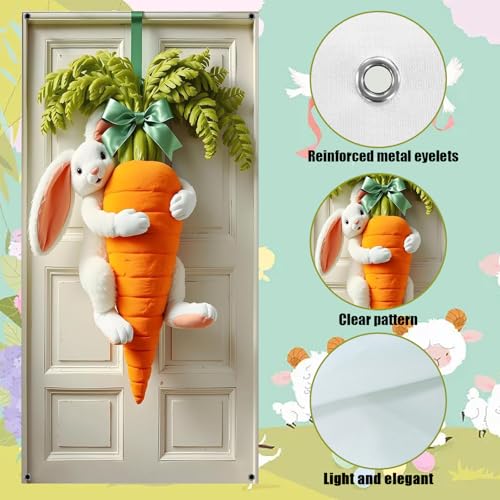 LIZANQU Ostern Türabdeckung, 90×180cm Osterdeko Tür, Ostern-Hintergrundstoff, Osterbanner Dekorationen, Oster Dekorationen, für Osterndeko Outdoor Frühlingsdeko (A)