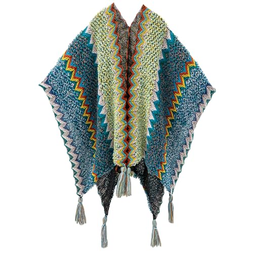 Knitted Shawl Wraps for Women Tassel Cape Retro Vintage Boho Scarf Bohemia Cover Ups