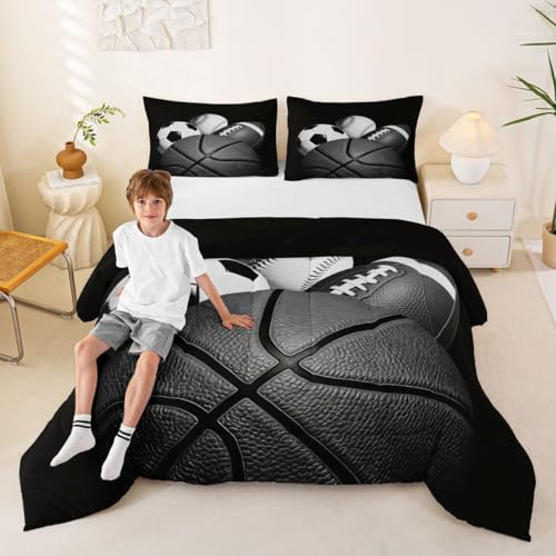 Image of Feelyou Boys Sports Comforter Set Full Size 3 Pcs for Kids Boys Girls