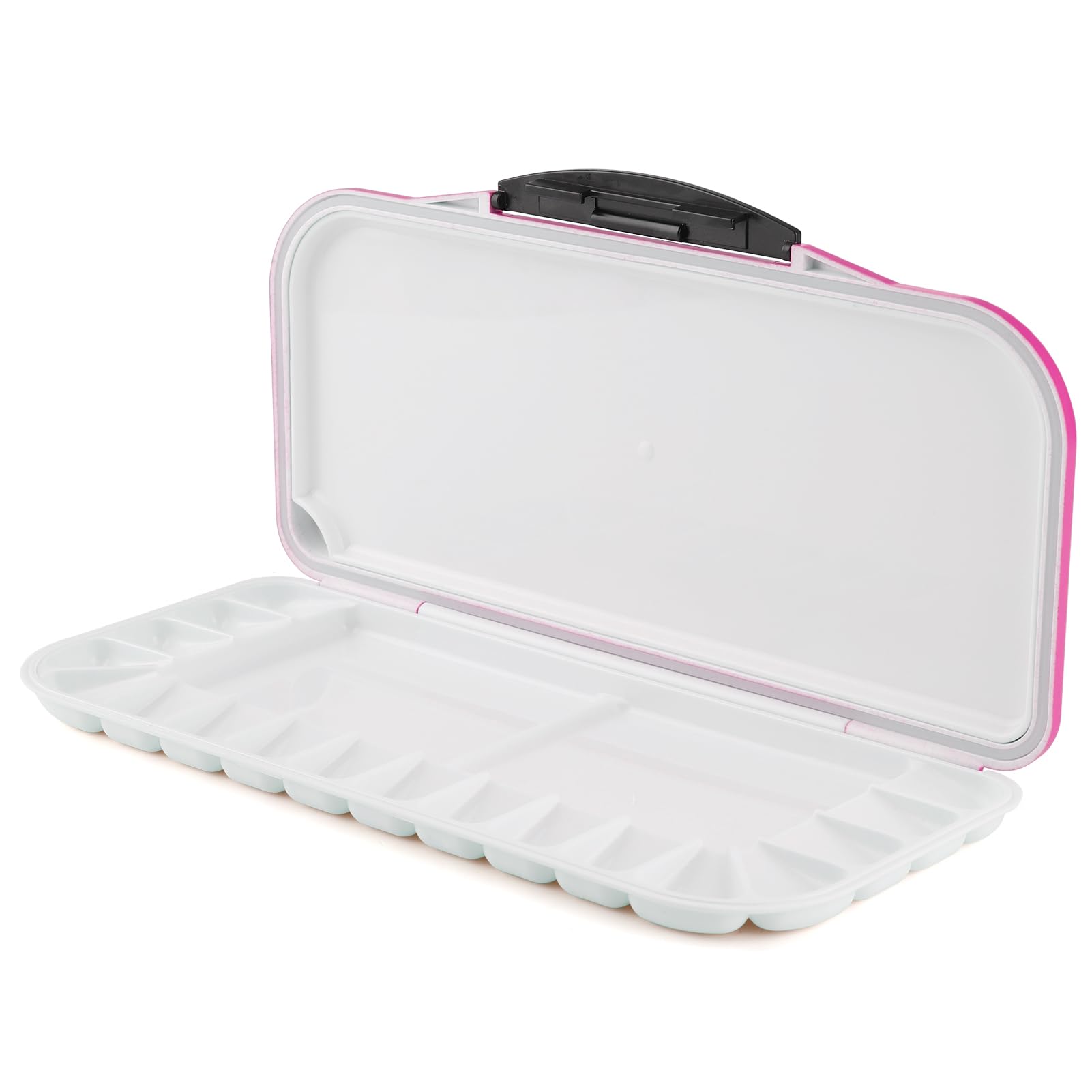 UIHRLM 18 Well Folding Watercolour Palette - Rectangle Paint Palette with 2 Additional Mixing Areas, Portable Paint Mixing Tray for Artists & Student Fit Watercolour Acrylic Gouache Painting (Pink)