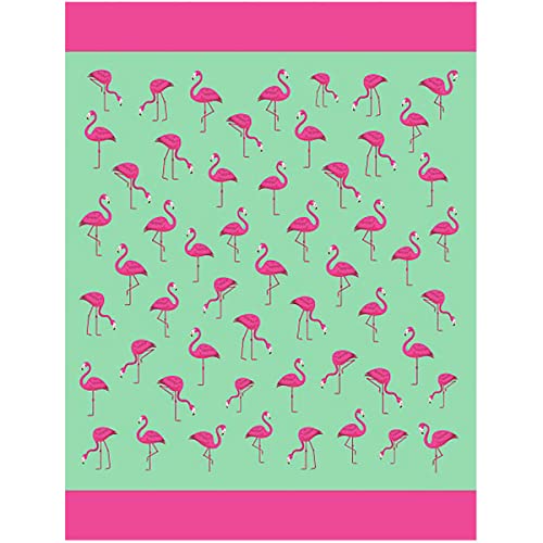 Extra Large Flamingos Beach Towel 58 X 74 Inch (147 X 188 Cm) Family Size 100% Cotton Velour Terry Oversized Beach Blanket (Multi Flamingos) #TOP29