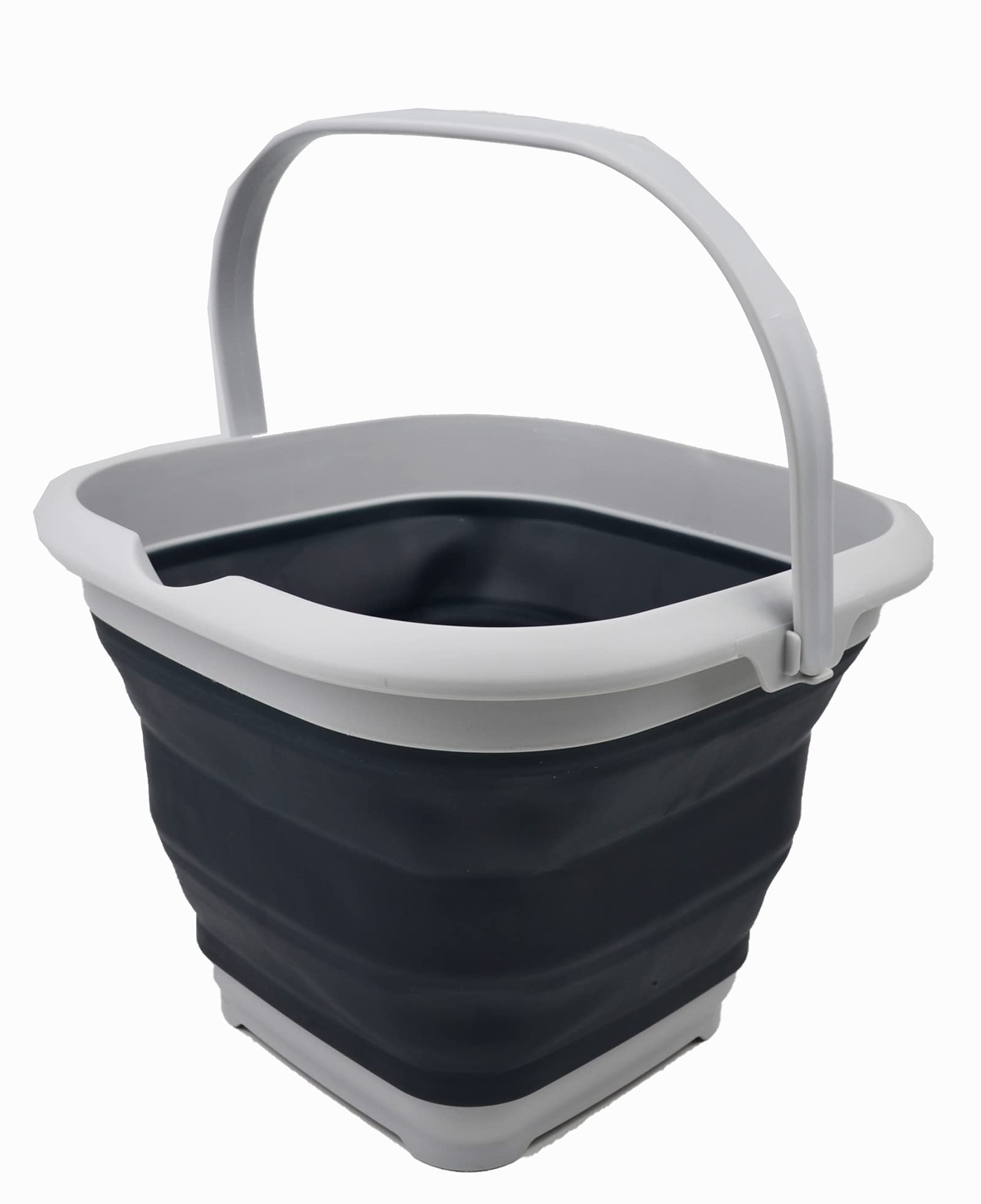 SAMMART Collapsible Bucket (Grey/Slate Grey, 8.5L - Square)