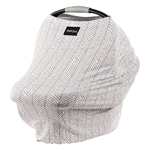Image of Milk Snob Original 5-in-1 Cover - Added Privacy for Breastfeeding, Baby Car Seat, Carrier, Stroller, High Chair, Shopping Cart, Lounger Canopy - Newborn Essentials, Nursing Top, Herringbone