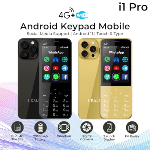 Image of IKALL I1 Pro - 4G Android Keypad Mobile with 2.8 inch Touch Screen, 2GB RAM, 16GB Storage, WiFi, 4G SIM Support, 3000mAh Battery, Preloaded Wht'sAp, FB, Utube, Insta & More (Starlit Black)