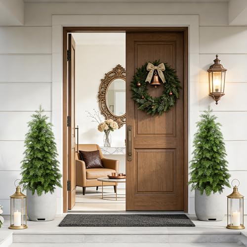 Image of 3FT Artificial Cedar Topiary Trees,2 Pack UV Resistant Faux Pine Tree
