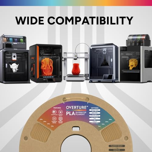 Image of OVERTURE PLA Filament 1.75mm PLA 3D Printer Consumables, 1kg Cardboard Spool (2.2lbs), Dimensional Accuracy 99% Probability + /- 0.03mm, Fit Most FDM Printer